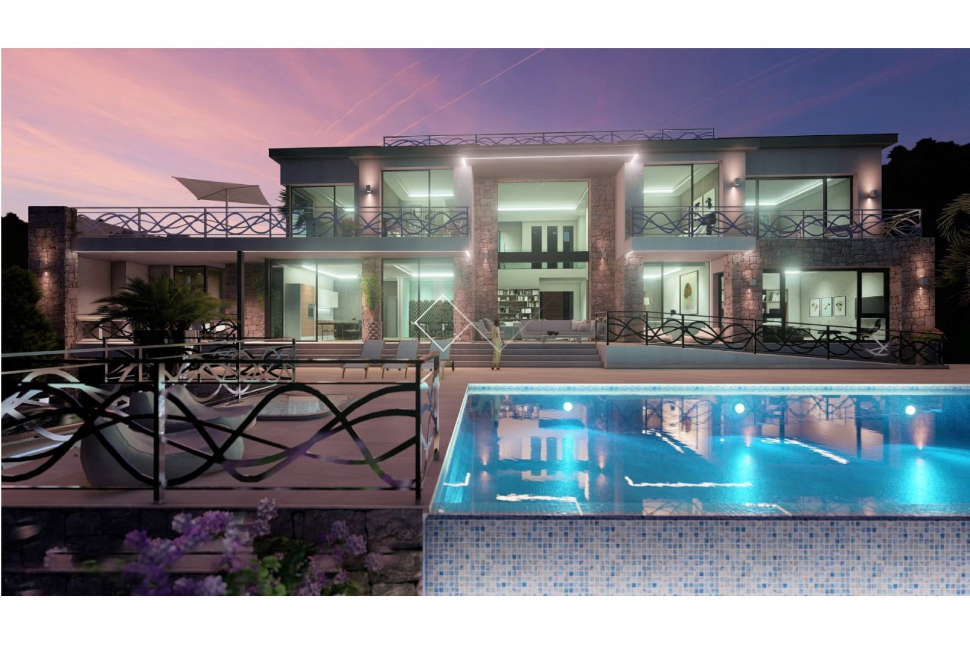 at night - Impressive new build first line villa with spectacular sea views, Calpe