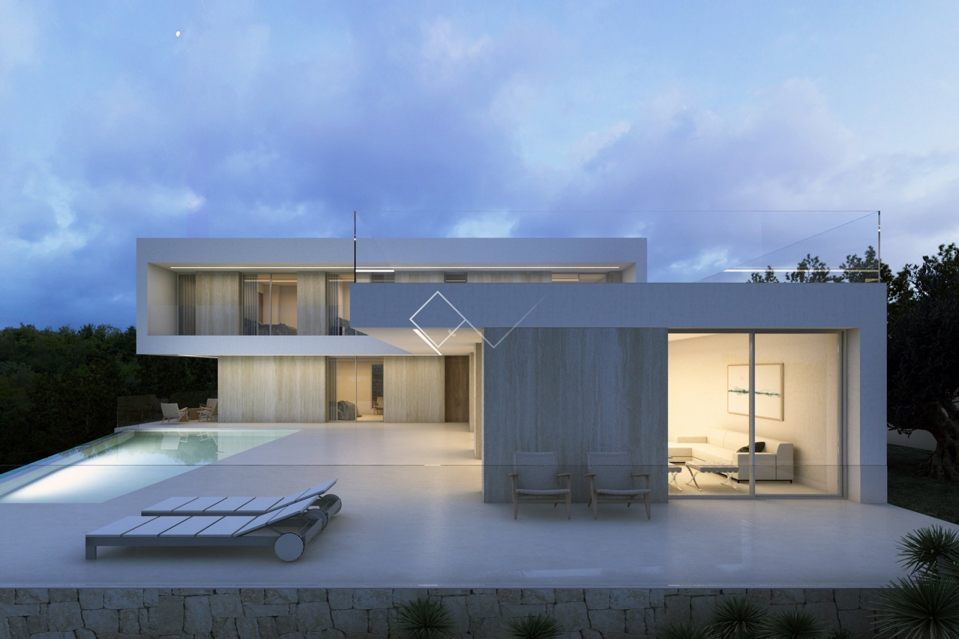 façade - Projet avec permis pour une villa moderne à vendre à Benissa, La Fustera