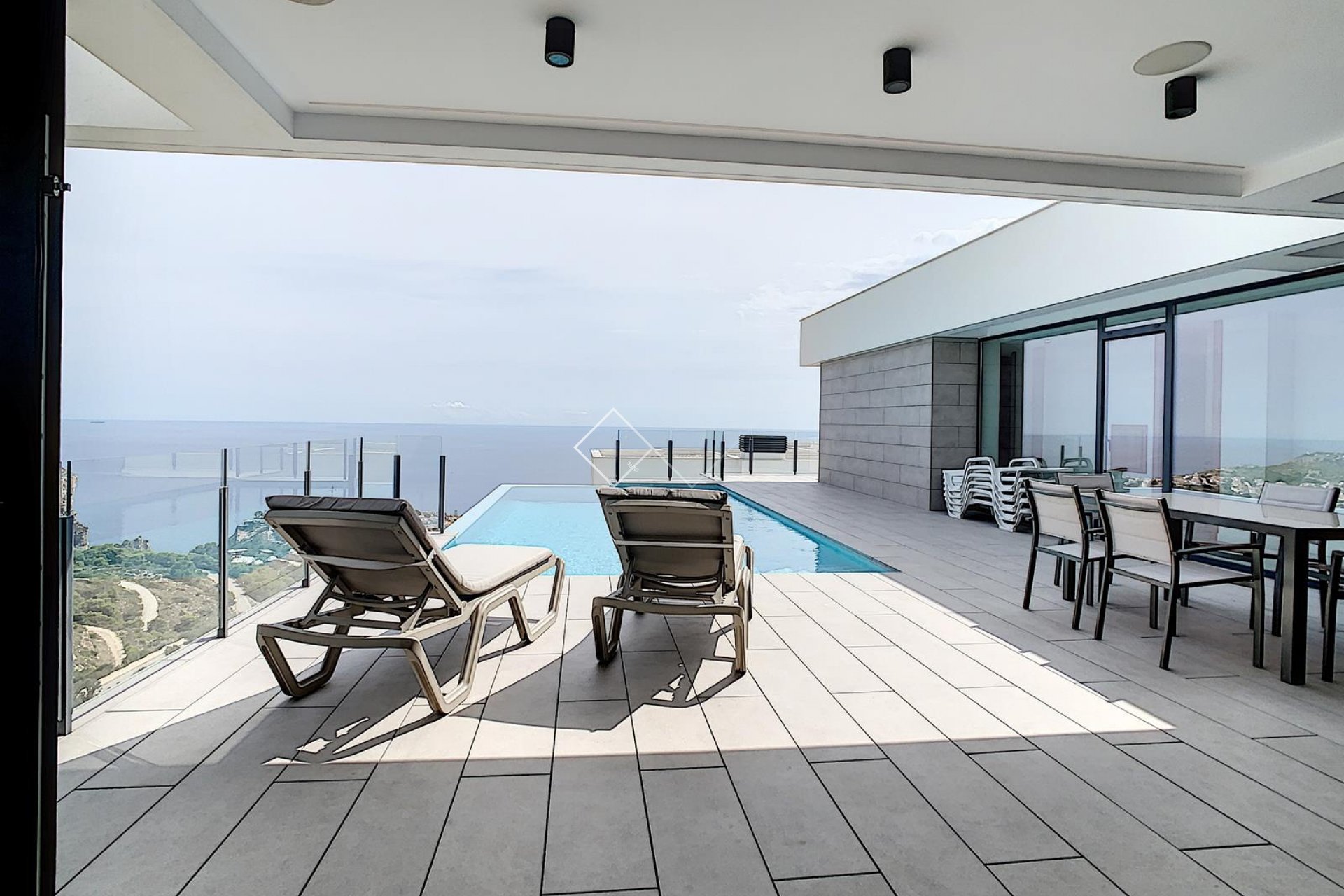piscine terrasse - Villa moderne avec vue sur la mer à vendre à Benitachell, Lirios