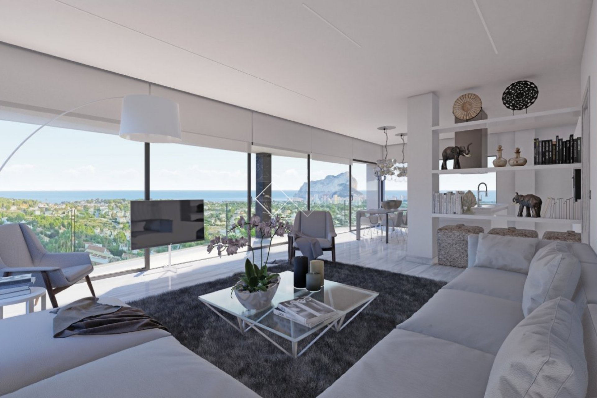 salon - Nouvelle villa de luxe avec vue sur la mer à Calpe