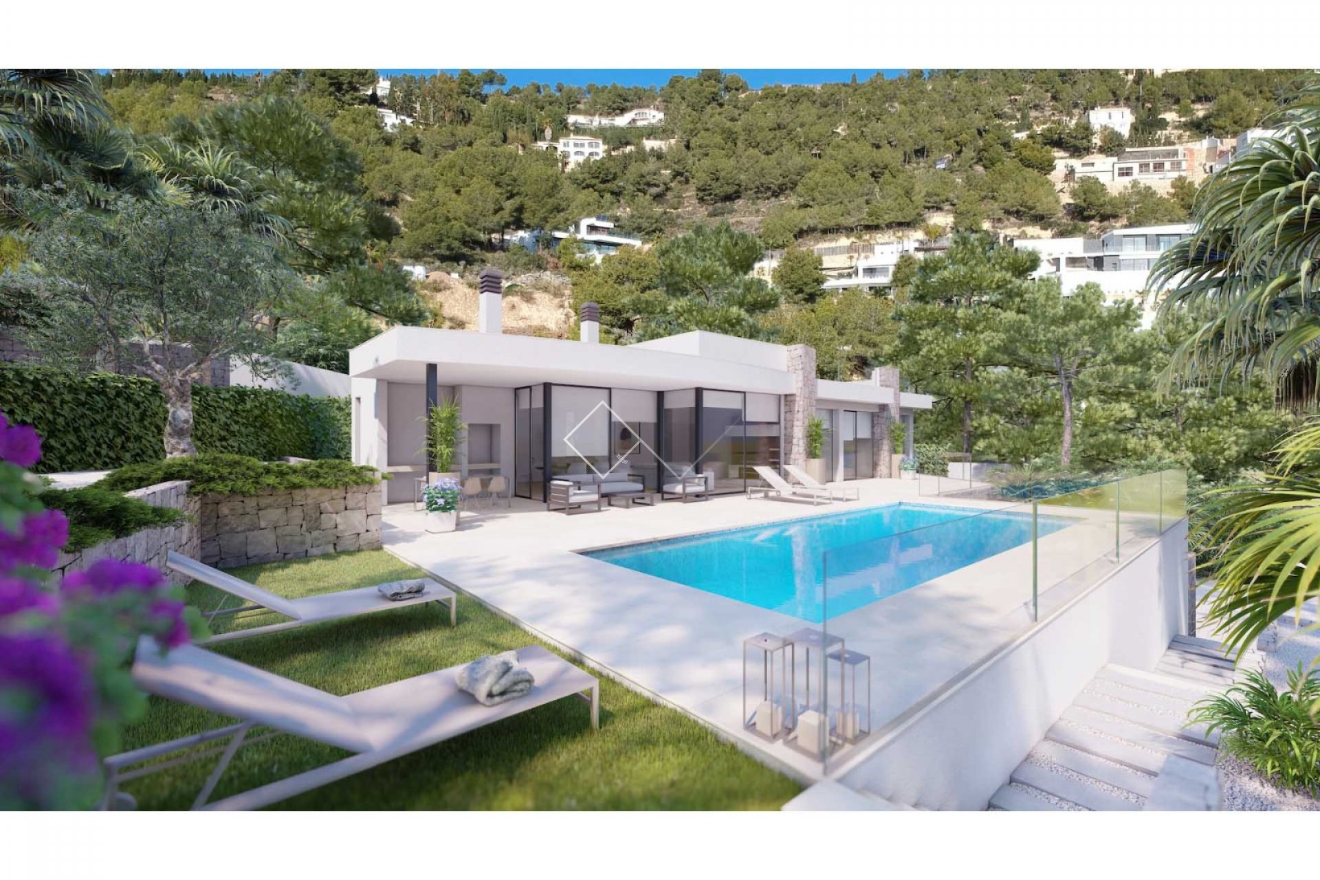 villa piscina jardin - Nueva construcción: villa moderna en Raco de Galeno, Benissa