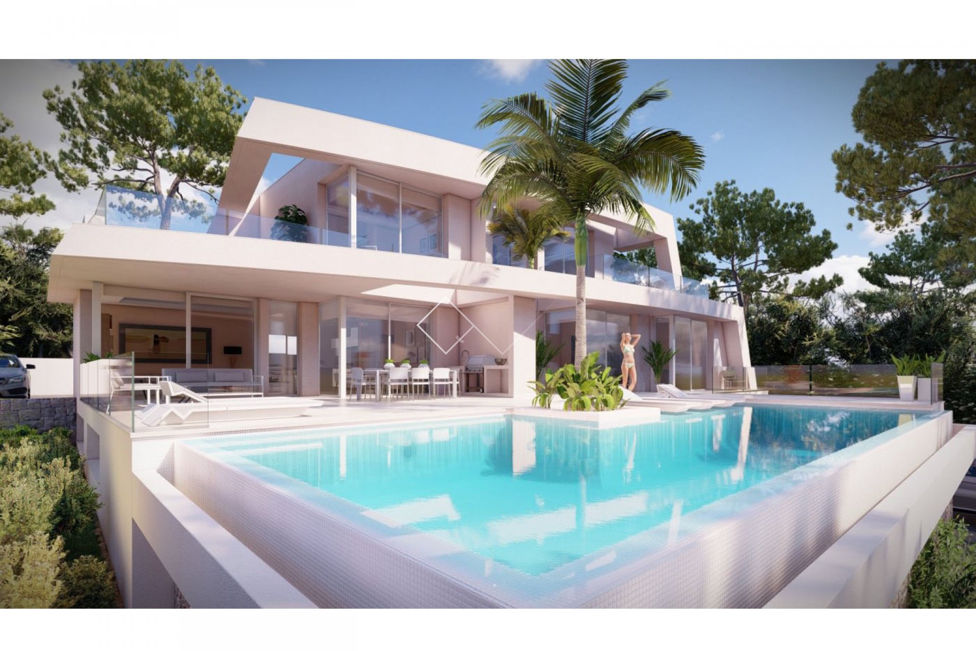 villa pool - Imposing luxurious new build villa with sea views in La Fustera, Benissa