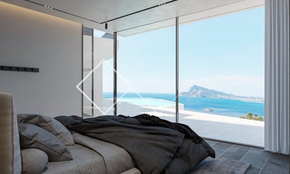 Schlafzimmer mit Ausblick - Atemberaubende Villa mit Meerblick in Altea Hills zu verkaufen