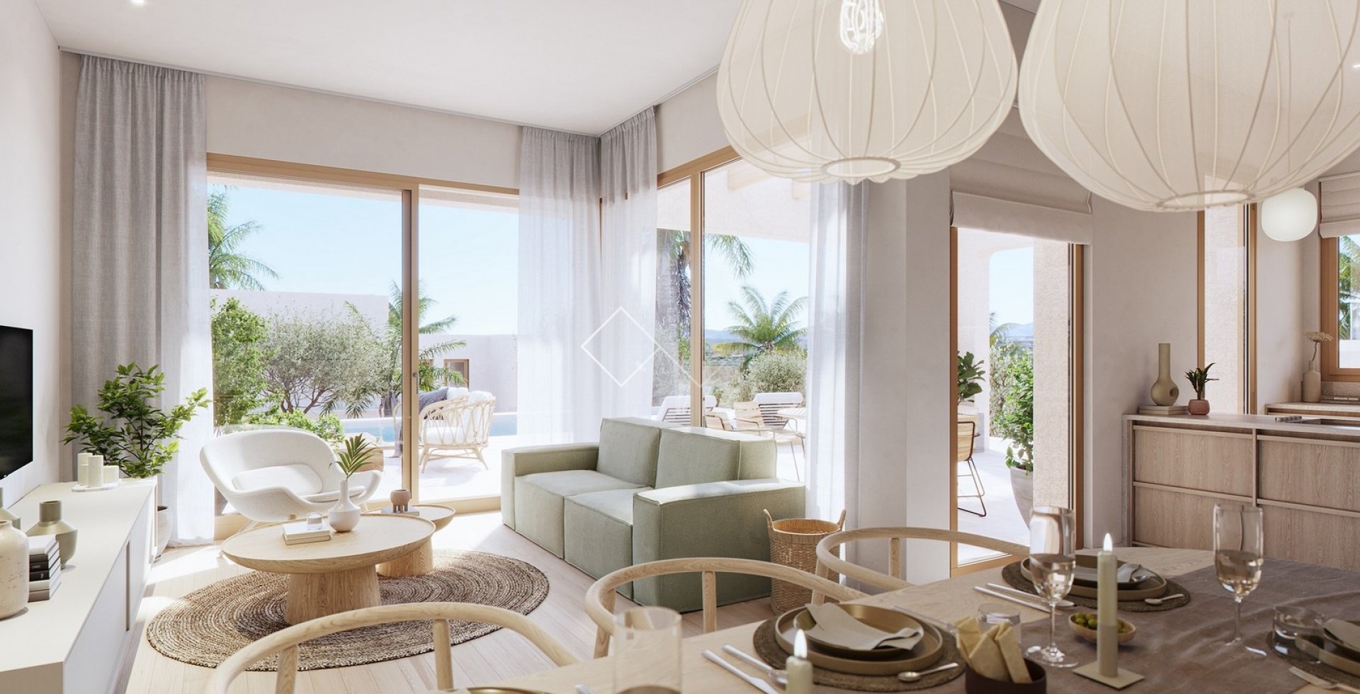drinnen - Neue Doppelhaushälften im Ibiza Stil in Moraira zu verkaufen