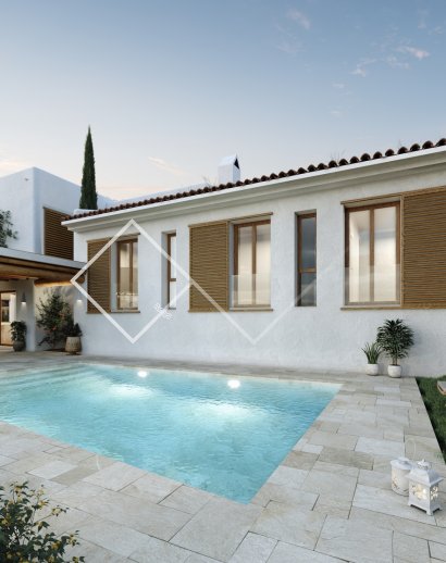 Ibiza style villa for sale in Javea with Montgo views
