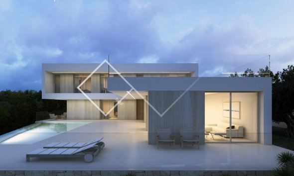 façade - Projet avec permis pour une villa moderne à vendre à Benissa, La Fustera