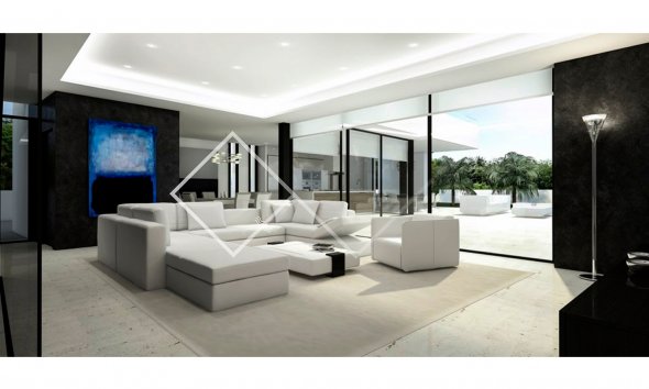 Wohnzimmer - Projekt für moderne Design-Villa in Gehweite zu Morair