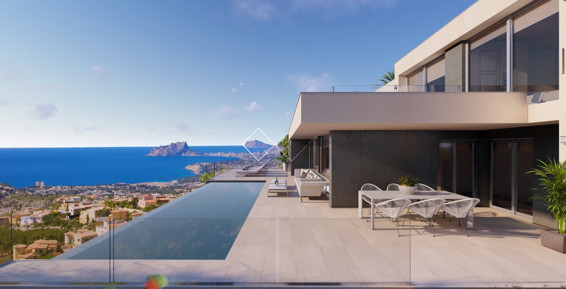 terraza de la piscina - Villa de lujo en venta en Benitachell - increíbles vistas al mar