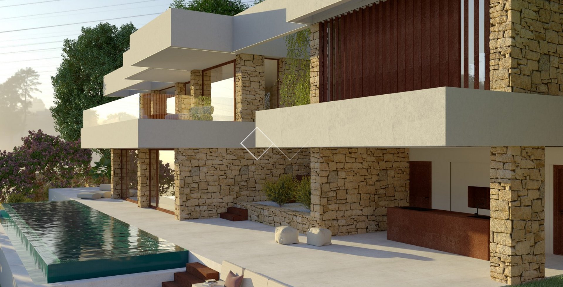 stone and wood - Modern villa for sale in Altea close to golf