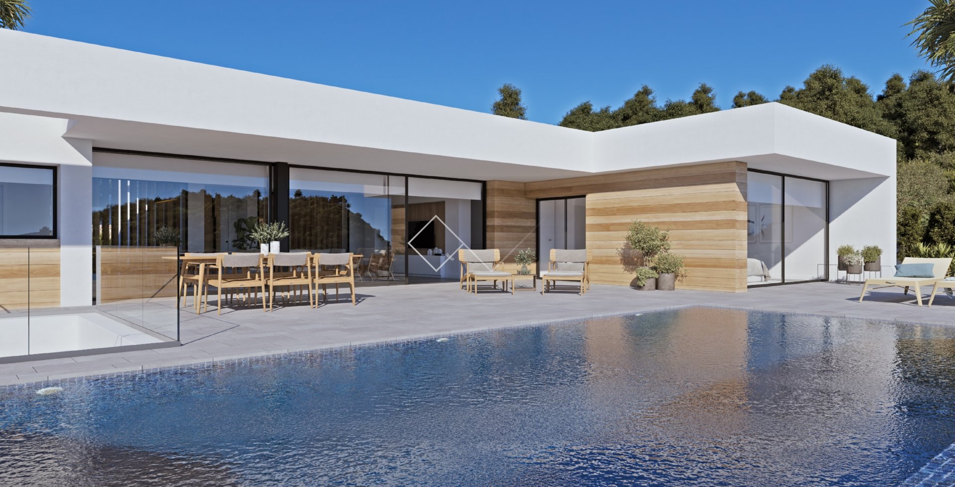wood inspired finish - Attractive sea view villa for sale in Benissa