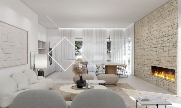 open plan leefruimte - nieuwe design villa te koop in Moraira, Paichi