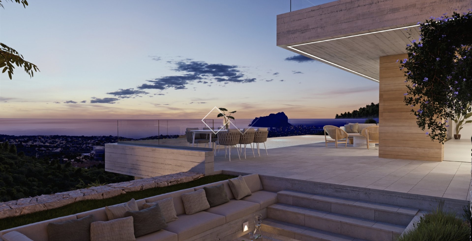 puesta de sol desde la terraza - Espectacular villa moderna en venta en Benissa con vistas al mar