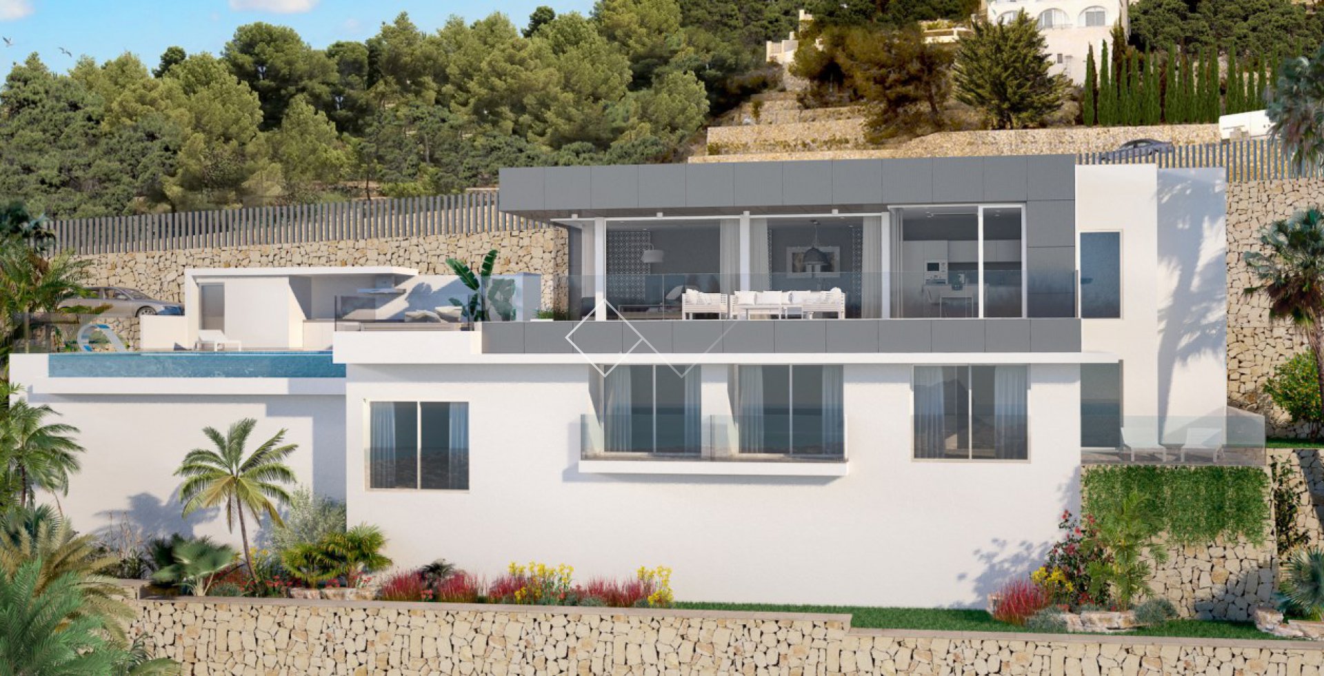 façade - Villa neuve de qualité avec vue sur la mer à Benissa