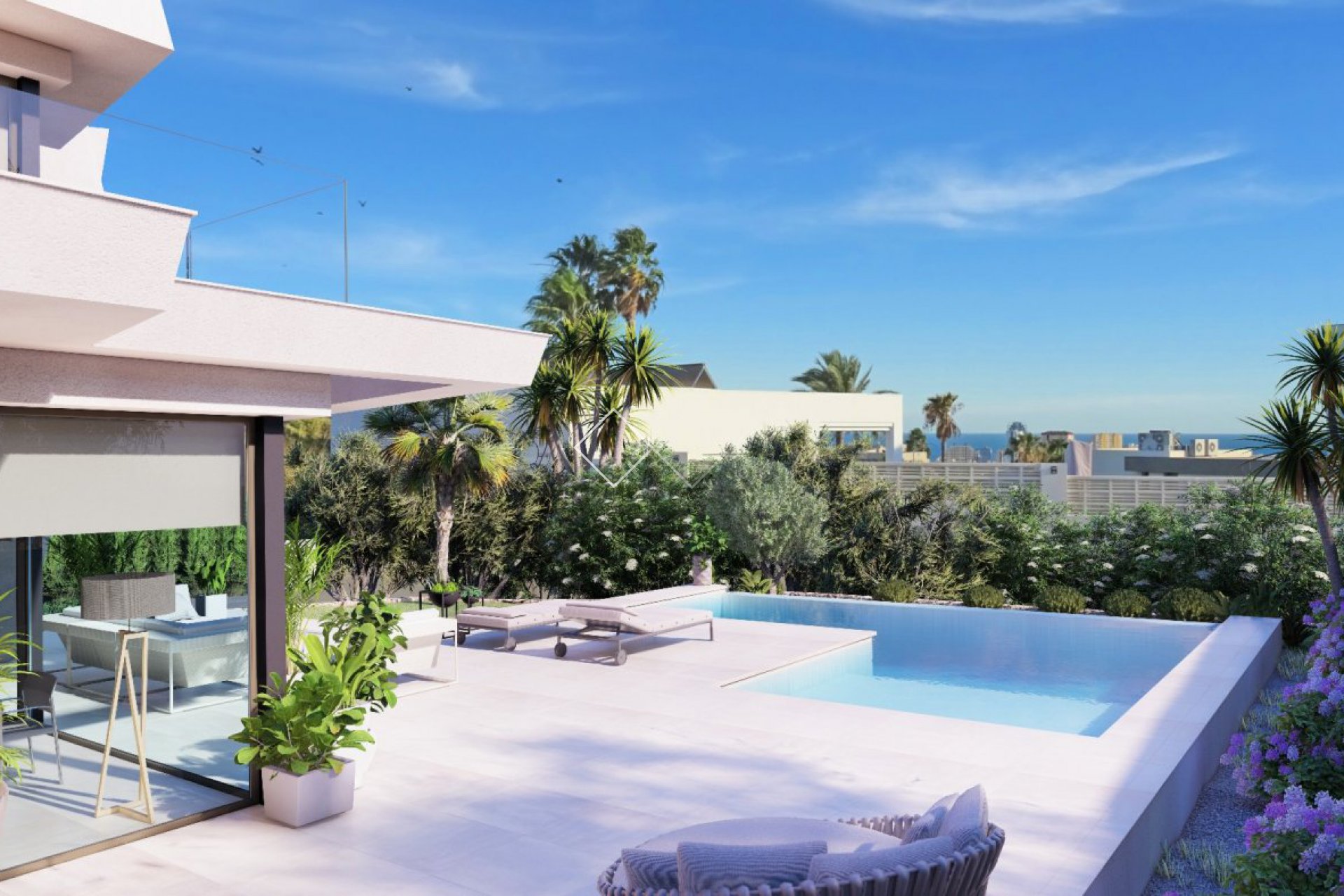 außen - Design-Villa zum Verkauf in Calpe mit Meerblick