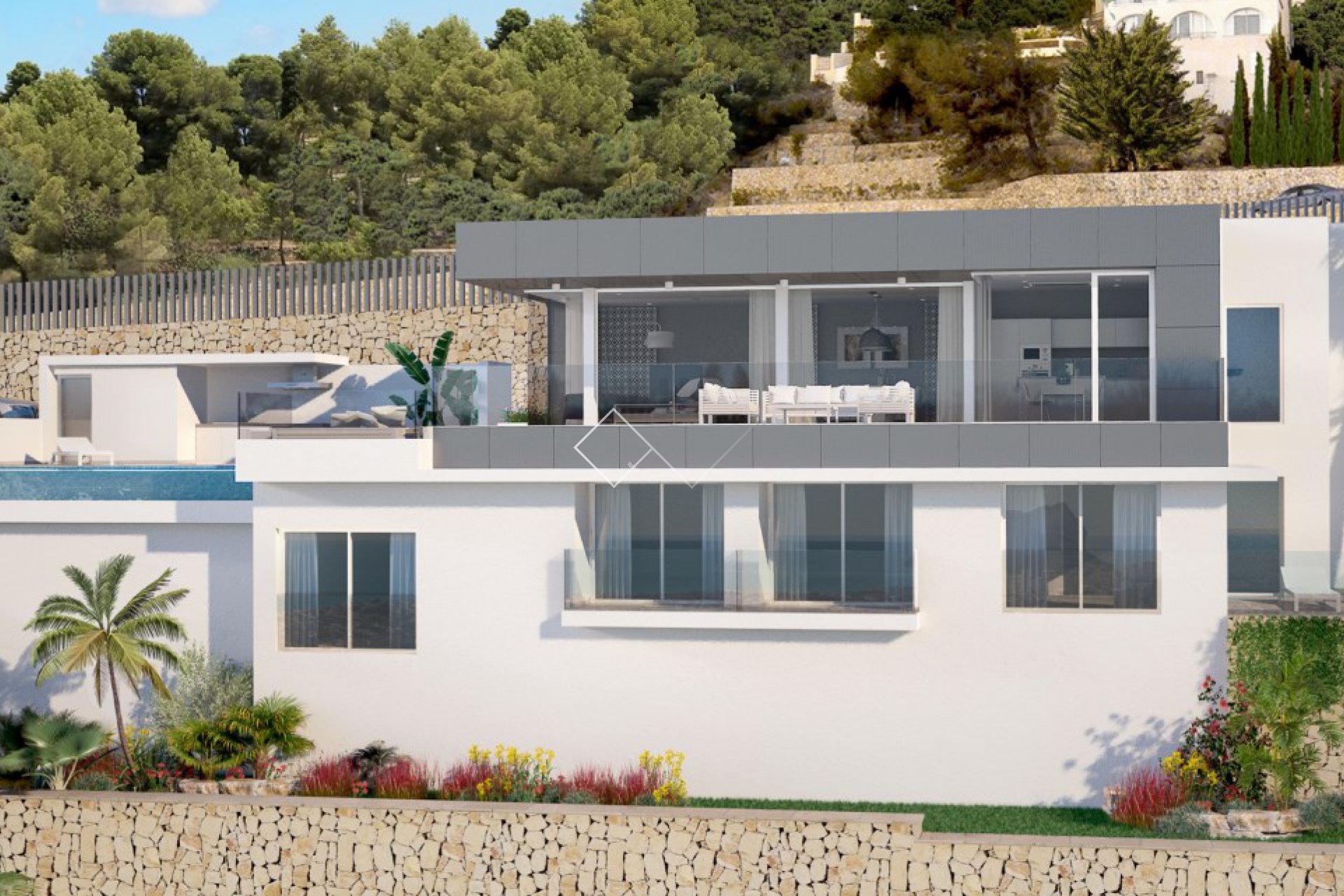 façade - Villa neuve de qualité avec vue sur la mer à Benissa
