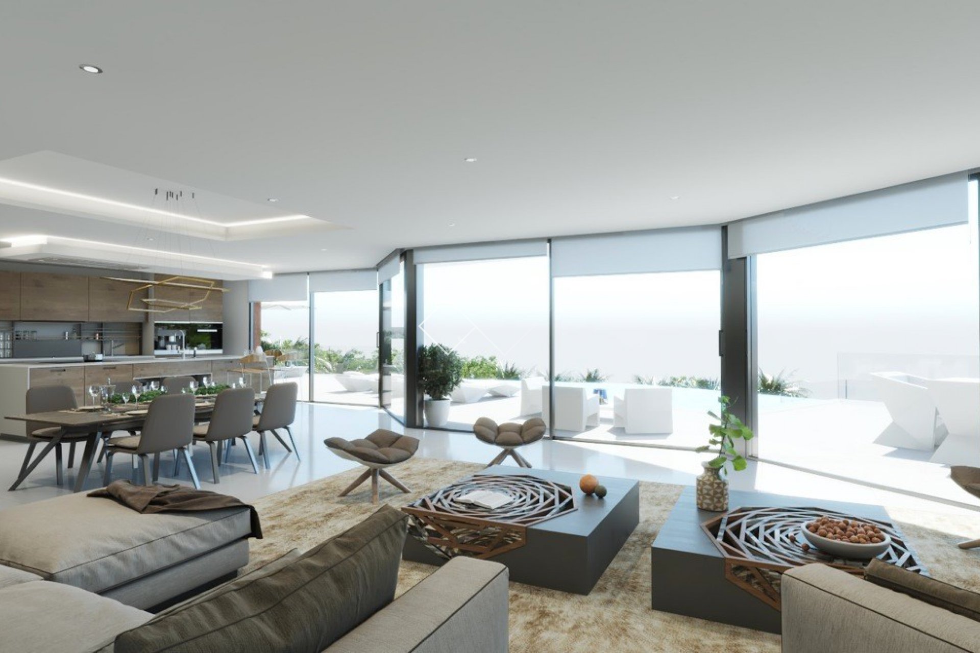 living room - Modern sea view villa to be built in Pedramala, Benissa 