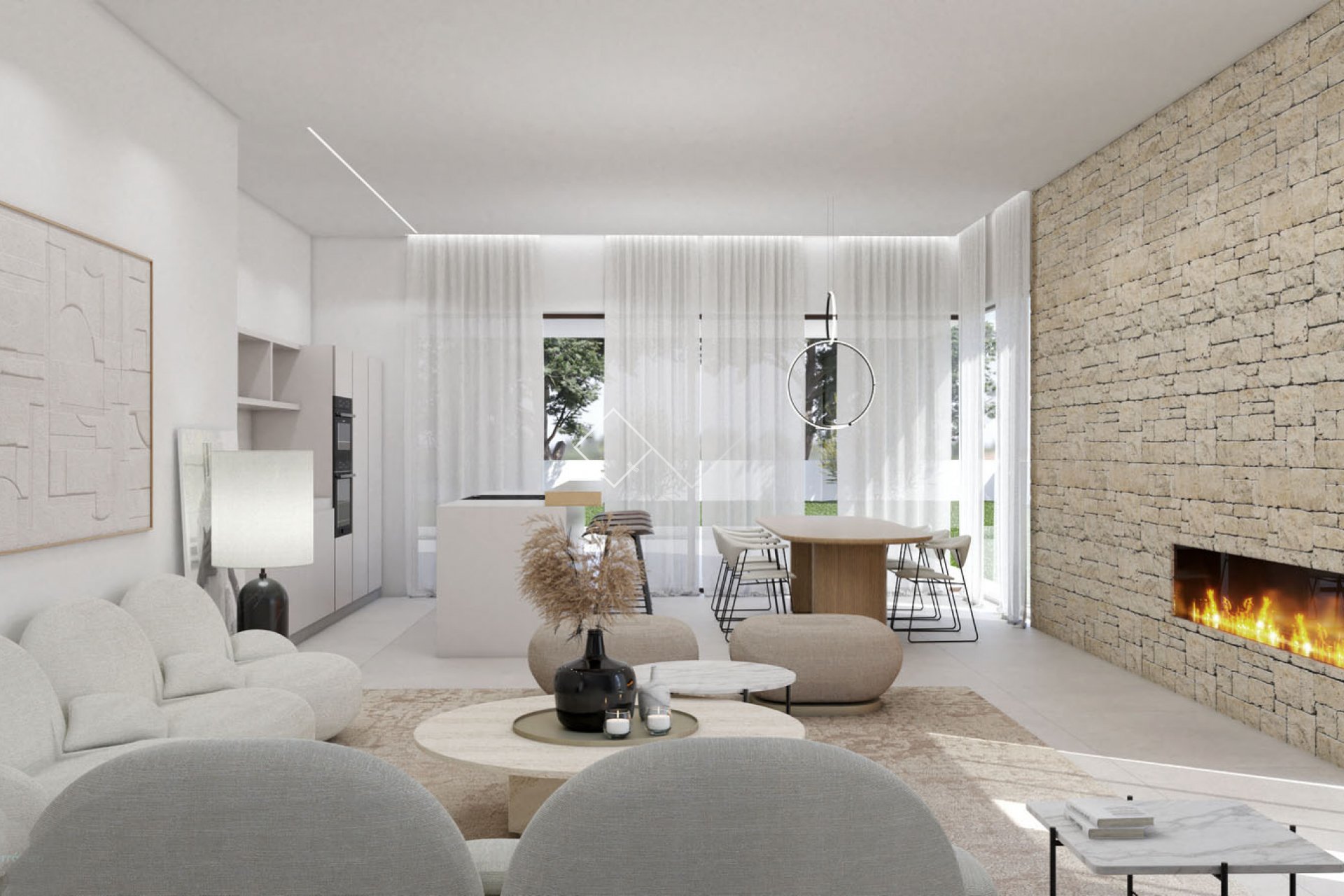 offener Wohnbereich - Neue Design Villa zu verkaufen in Moraira, Paichi