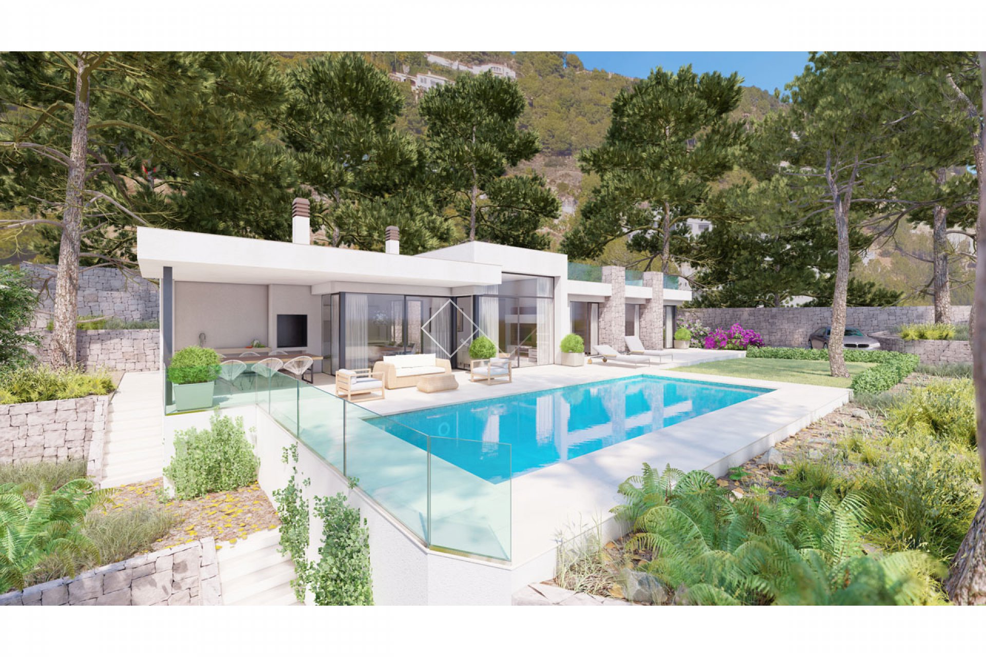 one level villa pool - Luxurious modern villa with sea views, Benissa
