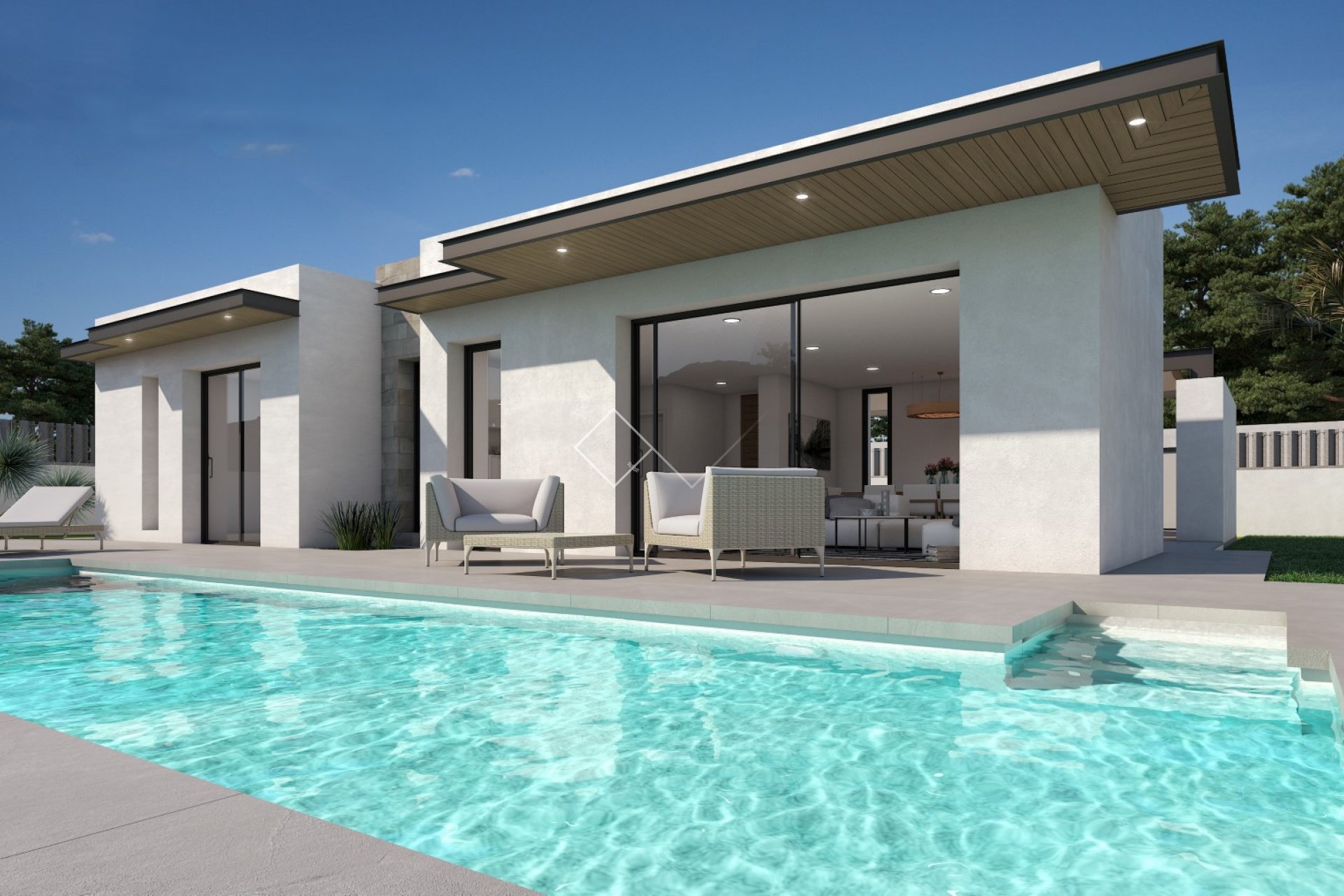 -piscina de la villa Nueva Construcción en venta : moderna villa con piscina cerca de Pedreguer