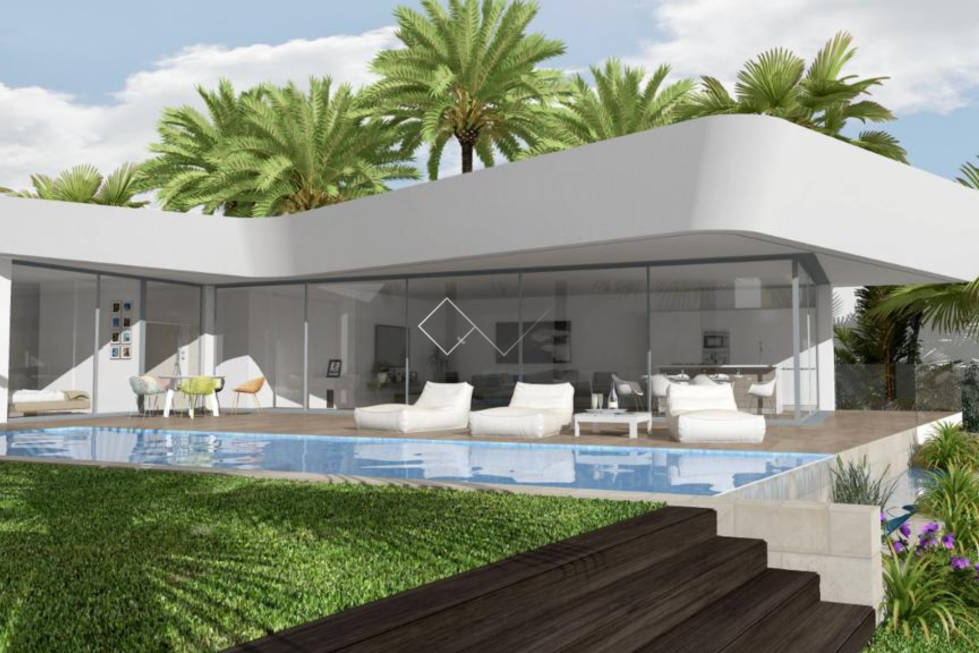 piscine et façade de la villa - Immaculée nouvelle villa moderne à Benissa