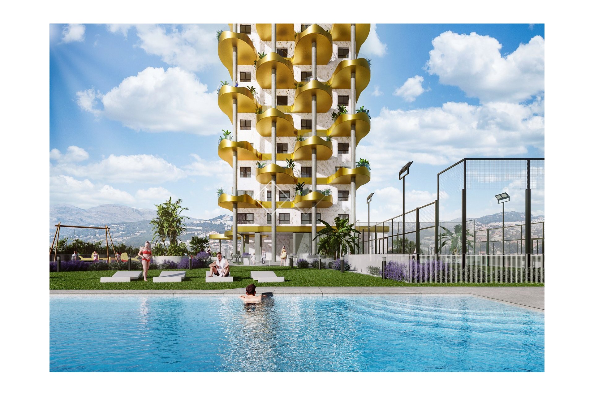 pool and paddle court - Newly built apartments for sale in striking luxury complex, Calpe