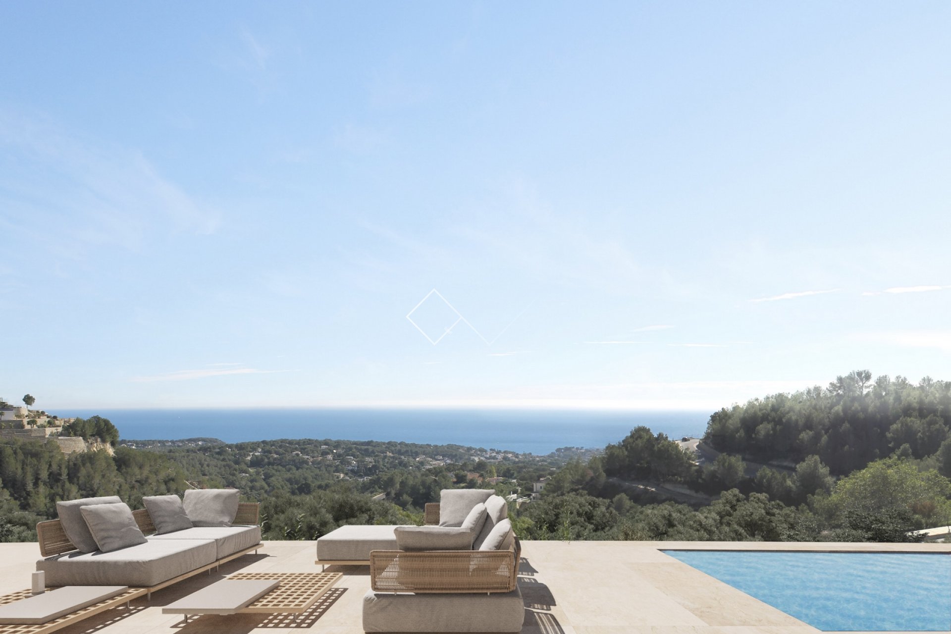 pool terrace - sea view design villa for sale in Benissa