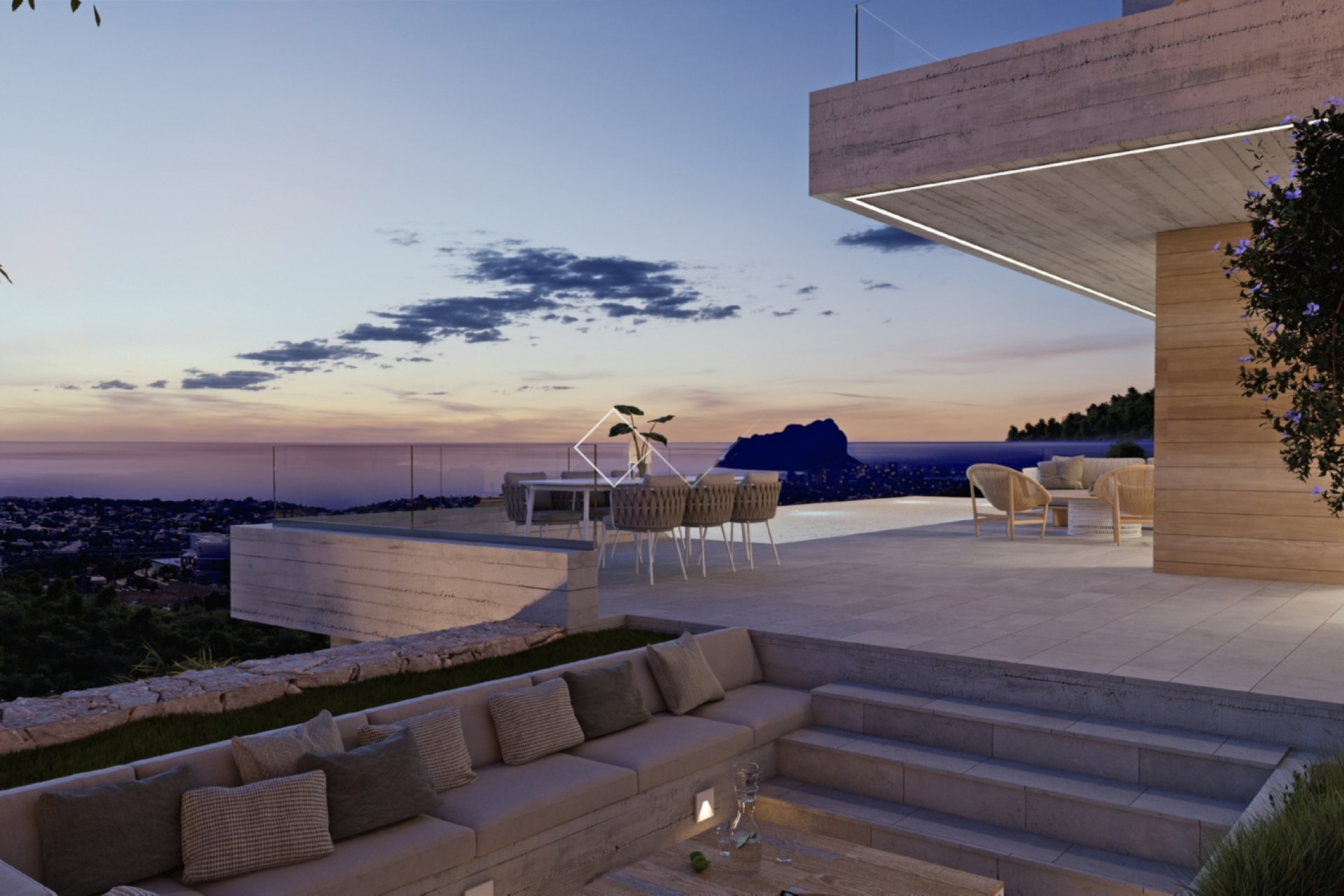 puesta de sol desde la terraza - Espectacular villa moderna en venta en Benissa con vistas al mar