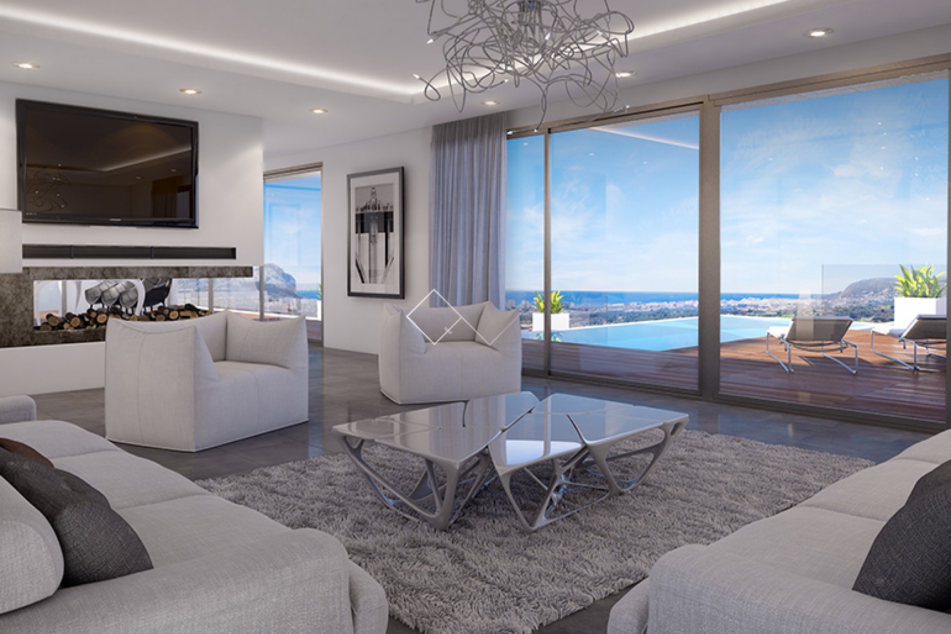 salon - Superbe villa de luxe avec vue sur la mer à vendre à Calpe