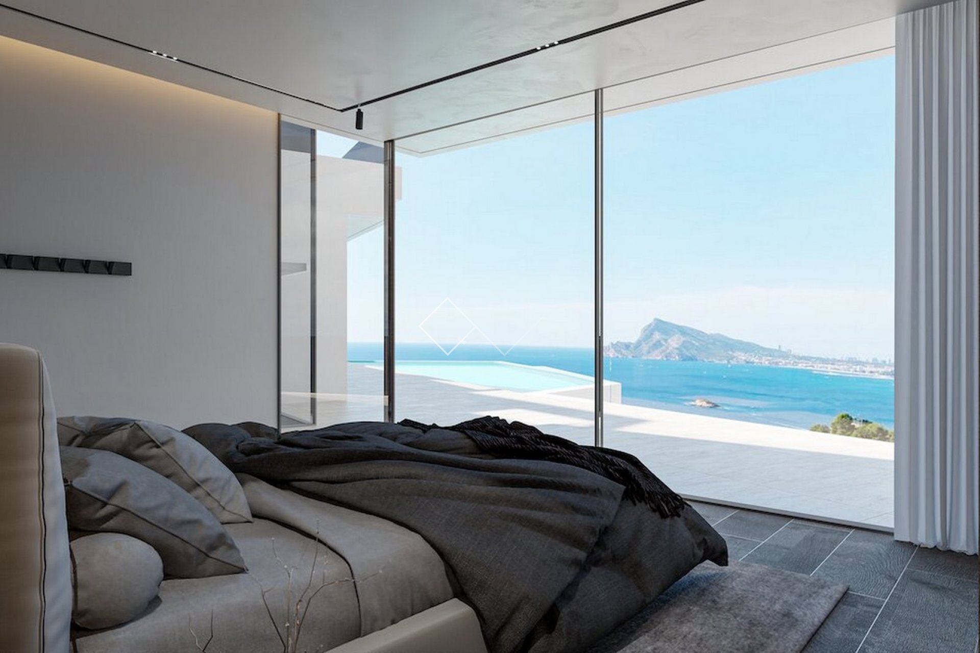 slaapkamer met uitzicht - Schitterende villa met zeezicht te koop in Altea Hills