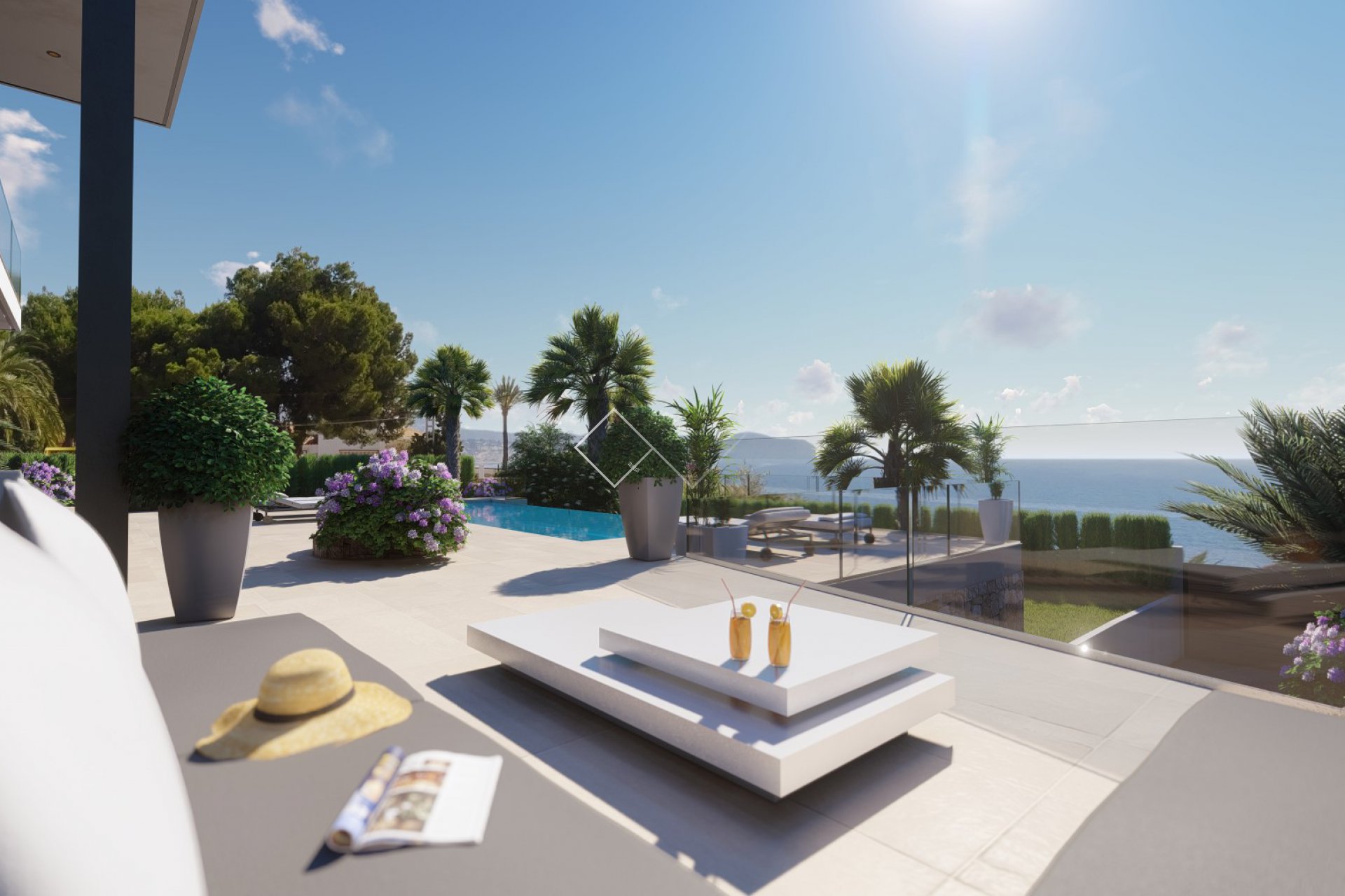 terrasse de la piscine - Superbe villa design avec vue imprenable sur la mer à Calpe