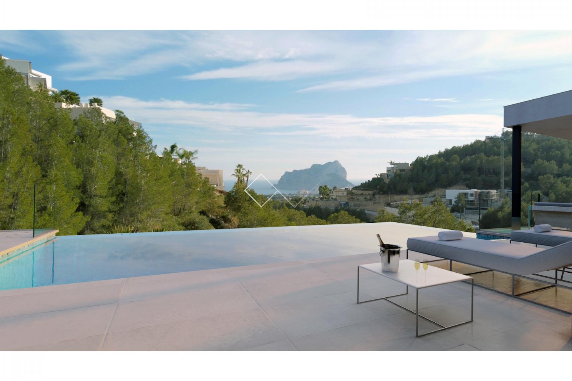 terraza piscina vistas - Proyecto: villa moderna con grandes vistas al mar, Benissa