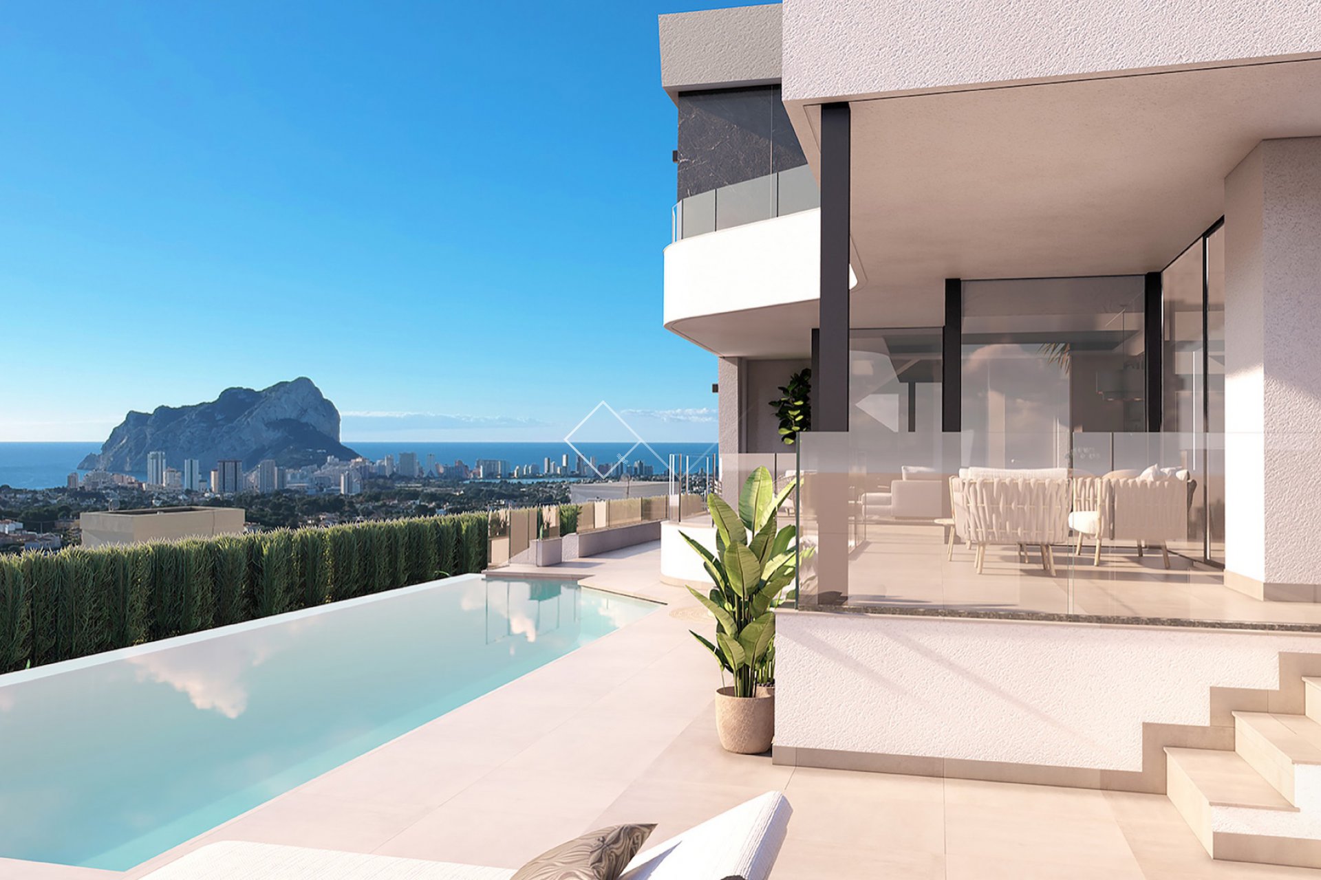 uitzicht zwembad - moderne villa met magnifiek zeezicht in Calpe
