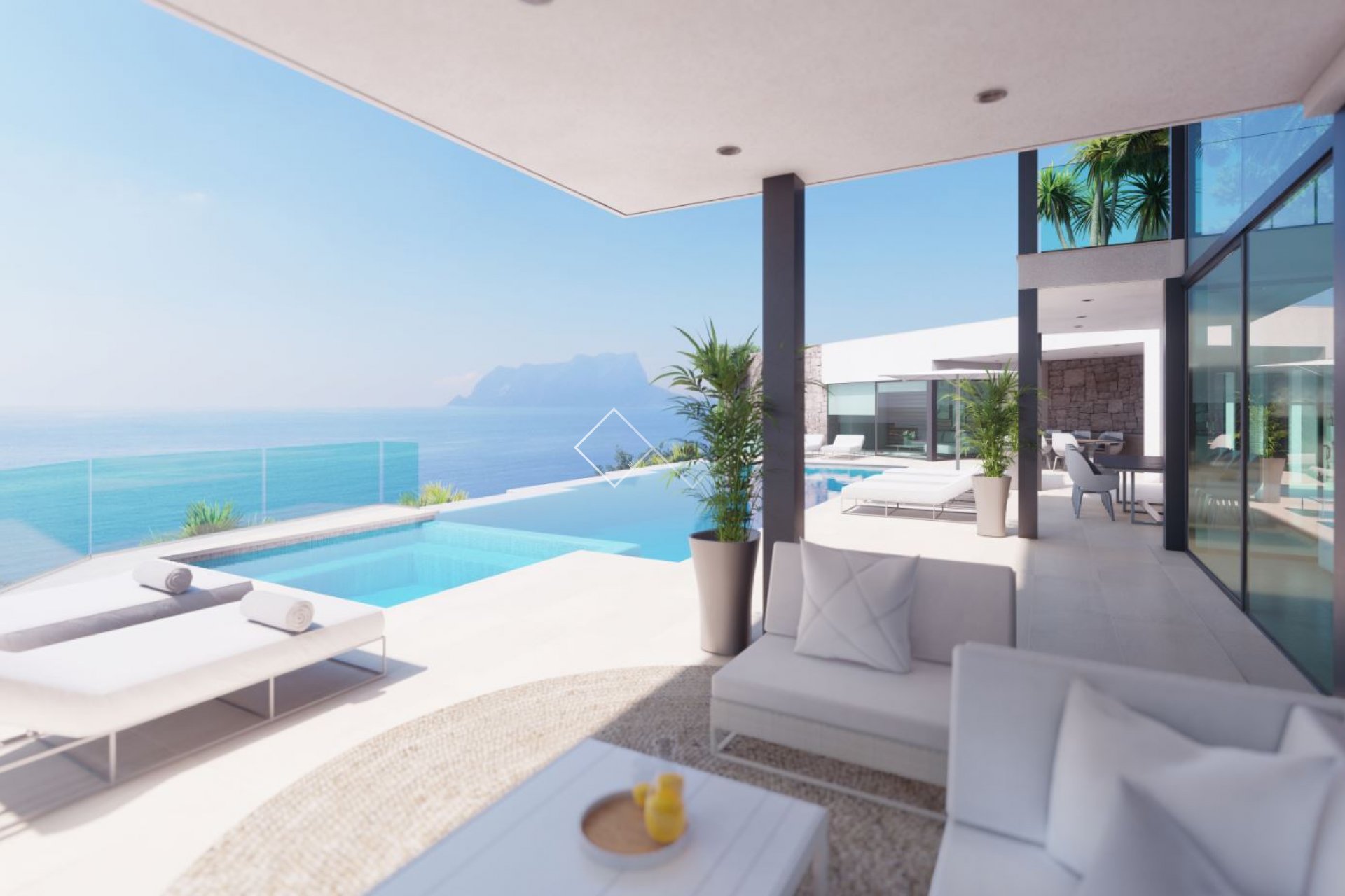 views covered terrace - Modern villa de luxe to be build in Cap Blanc, Moraira
