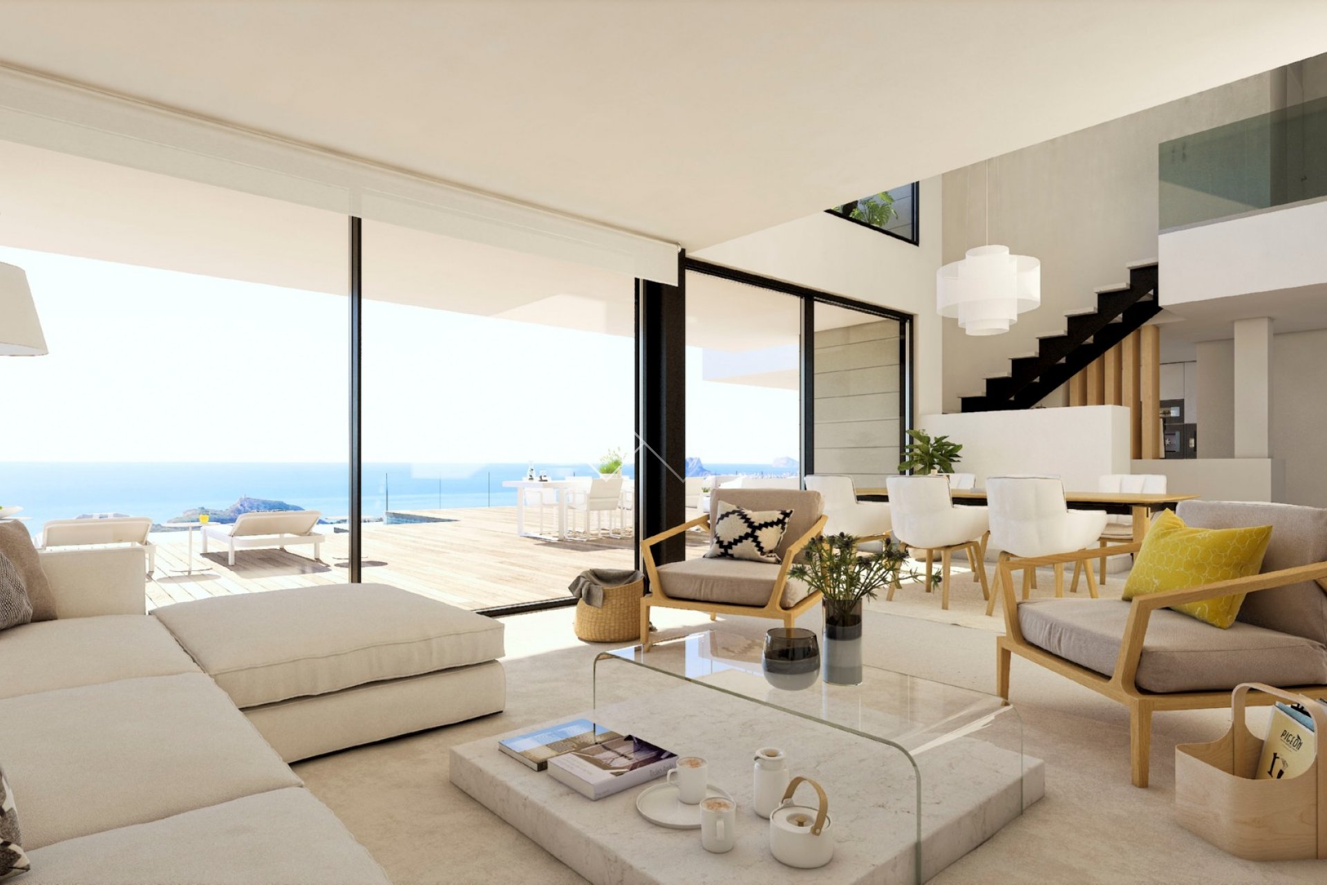 Wohnzimmer - Projekt für eine moderne Design-Villa in Benitachell, Cumbre del Sol