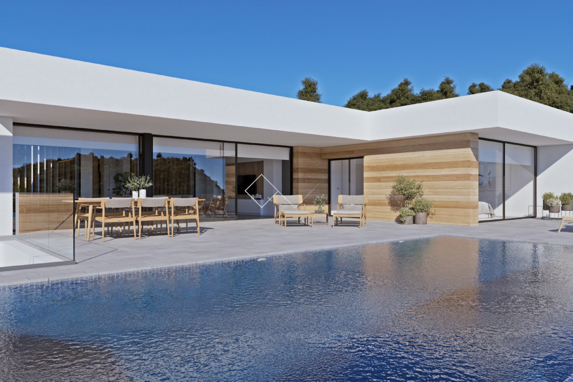 wood inspired finish - Attractive sea view villa for sale in Benissa