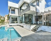 zwembad en huis - FANTASTISCH UITZICHT: modern villa te koop in Calpe