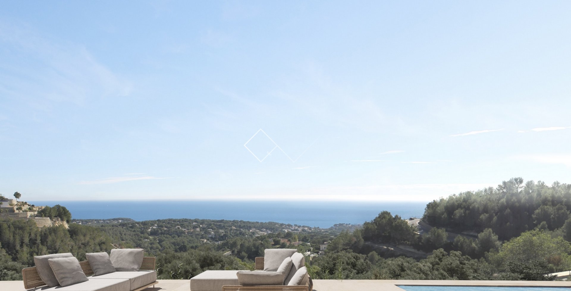 pool terrace - sea view design villa for sale in Benissa