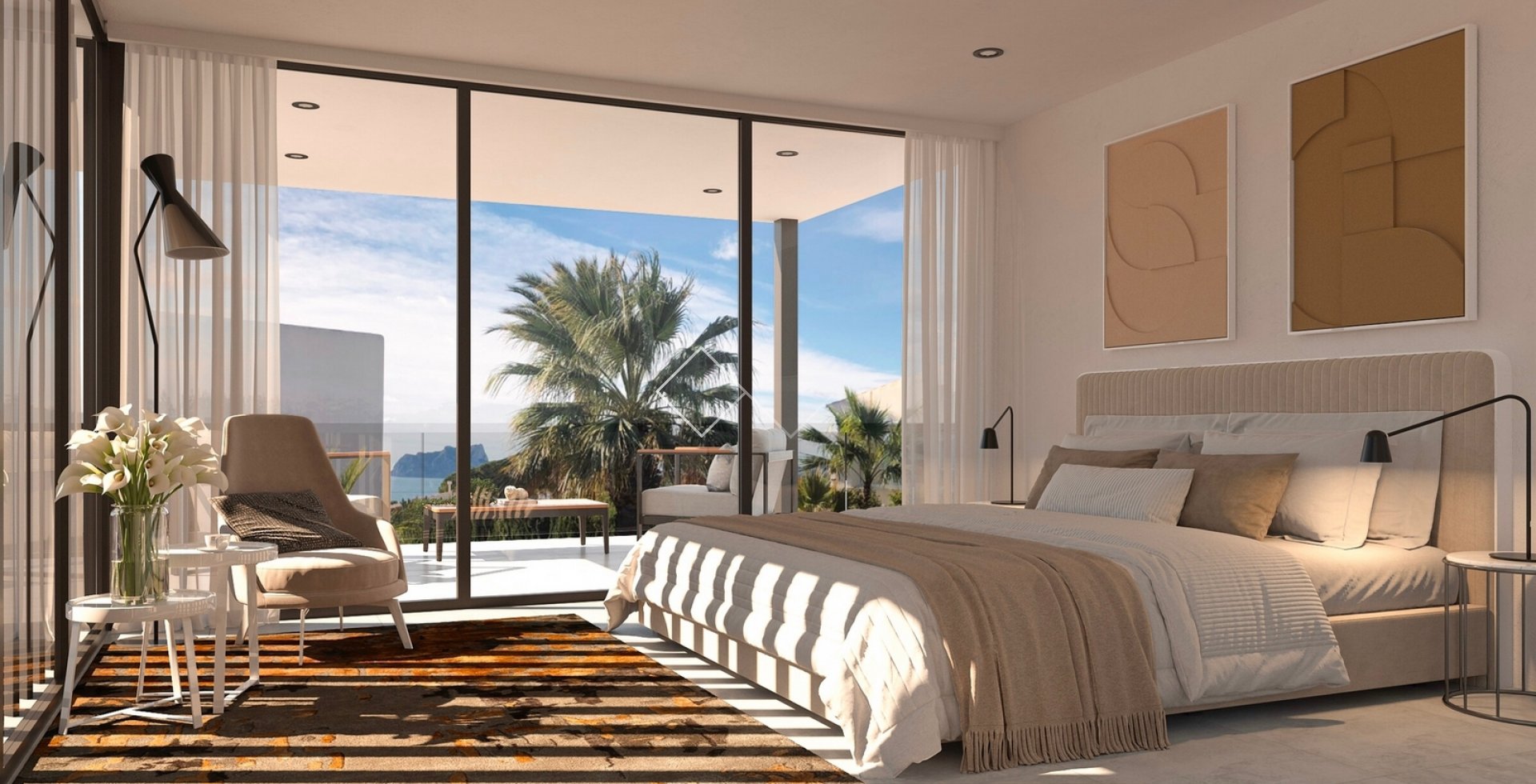 Schlafzimmer -  Atemberaubende neu gebaute Villa mit Meerblick in Moraira, Arnella zu verkaufen