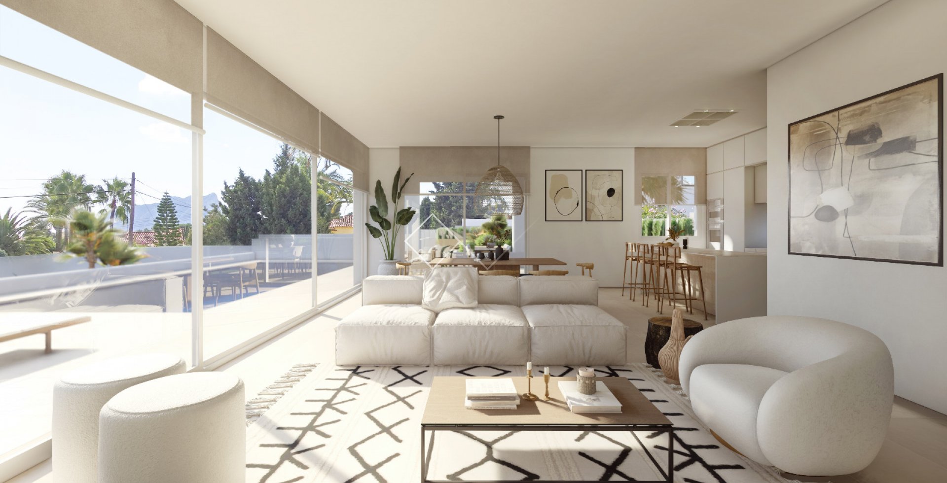 living room - Nice modern sea view villa for sale in Benissa