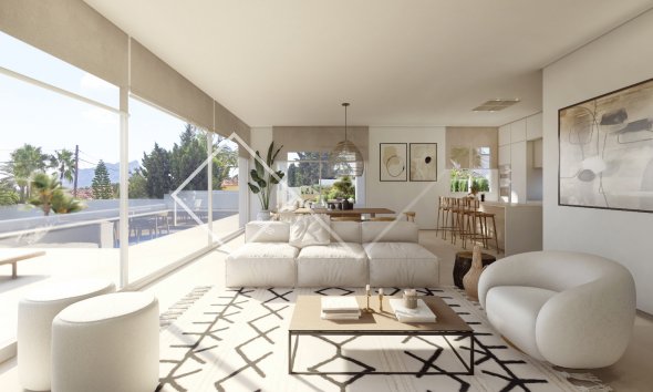 salon - Belle villa moderne avec vue sur la mer à vendre à Benissa