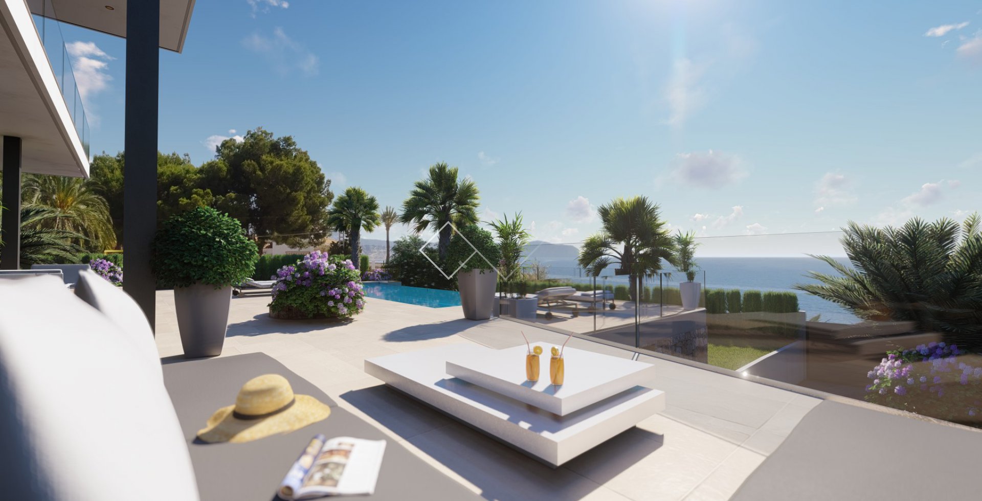 pool terrace - Stunning design villa with stunning sea views in Calpe