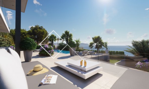 terraza de la piscina - Impresionante villa de diseño con impresionantes vistas al mar en Calpe