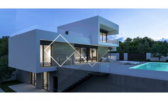 400 m van het strand - Moderne villa te bouwen in La Fustera, Benissa