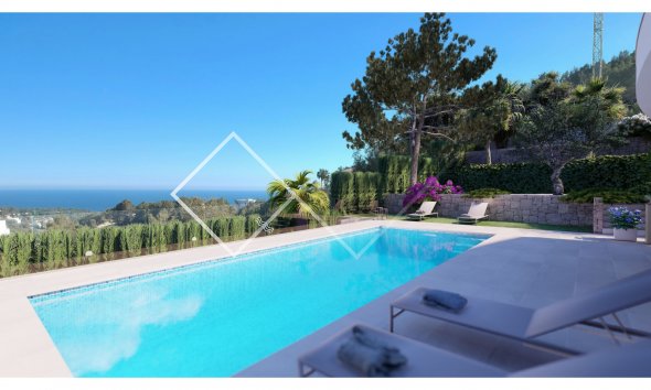 piscina vistas al mar - Nueva construcción: villa moderna en Raco de Galeno, Benissa