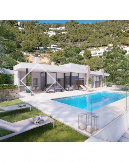 villa pool garden - New build: modern villa in Raco de Galeno, Benissa