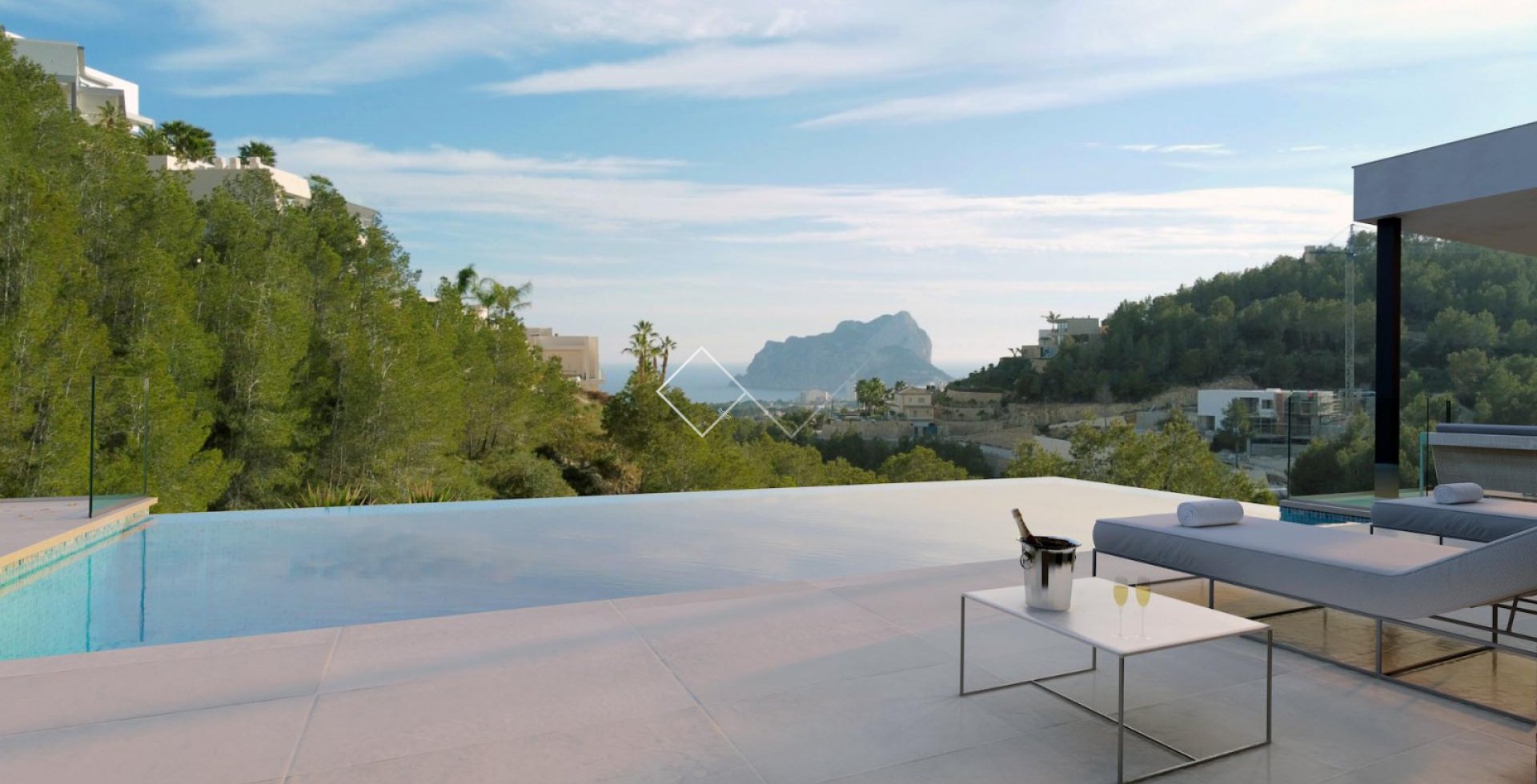 zwembadterras uitzicht - Project: moderne villa met prachtig uitzicht op zee, Benissa
