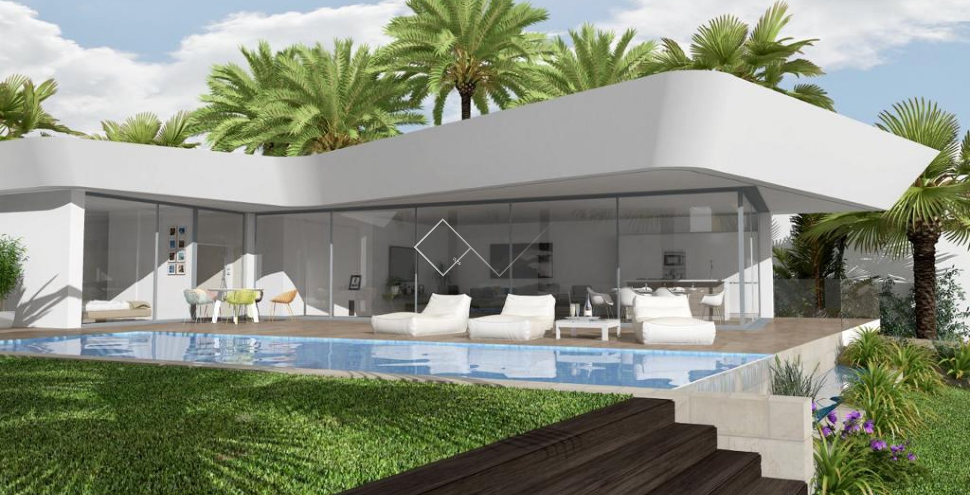 zwembad en voorkant villa - Perfecte nieuwe moderne villa in Benissa