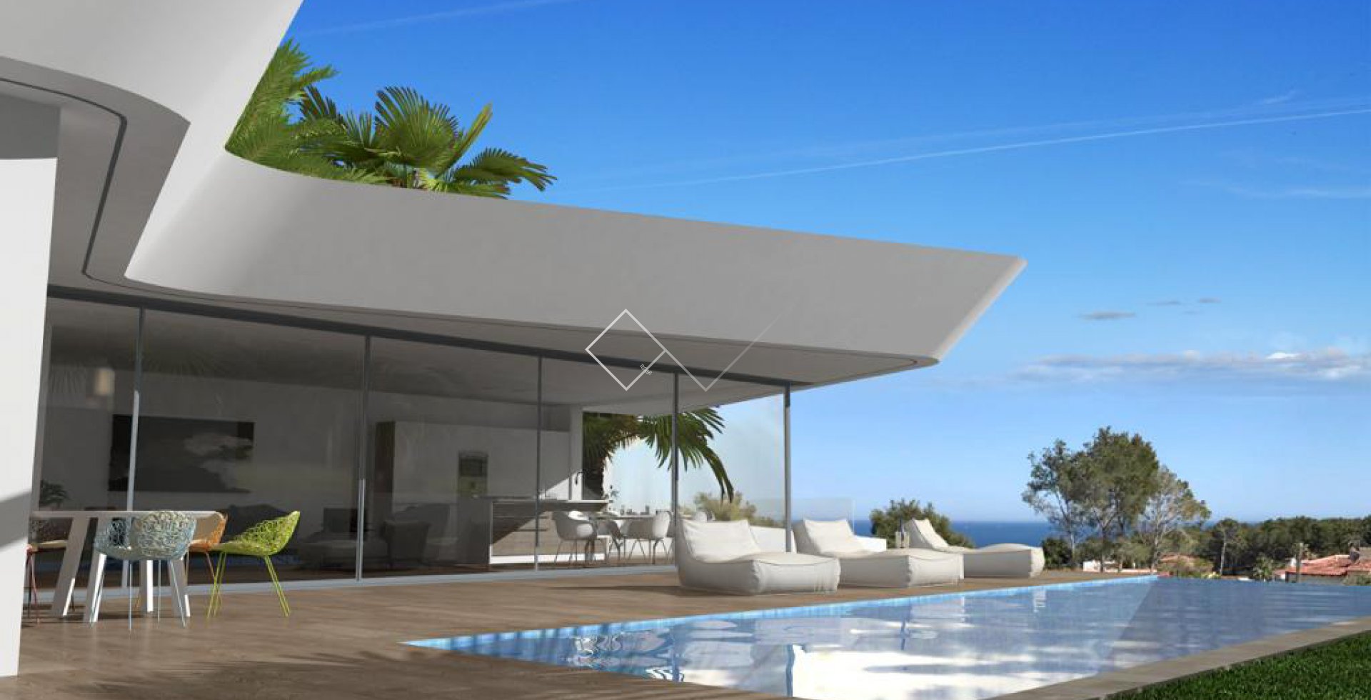 uitzicht vanaf zwembad terras - Perfecte nieuwe moderne villa in Benissa