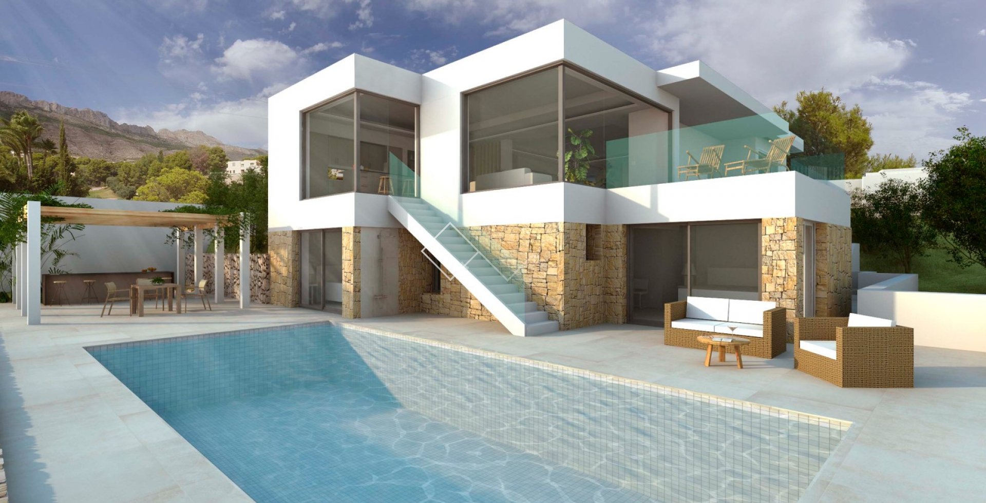3d impressión maison piscine - Nouveau projet de villa moderne et luxueuse à Altea la Vella