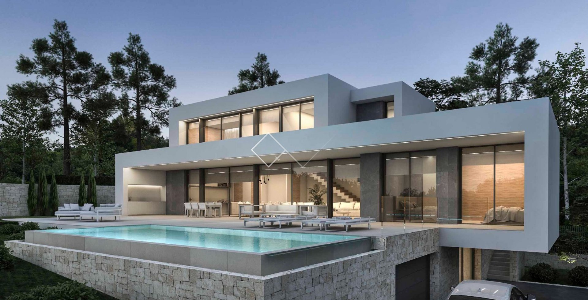 Schwimmbad - Design-Villa mit Meerblick in Pla del Mar, Moraira. 